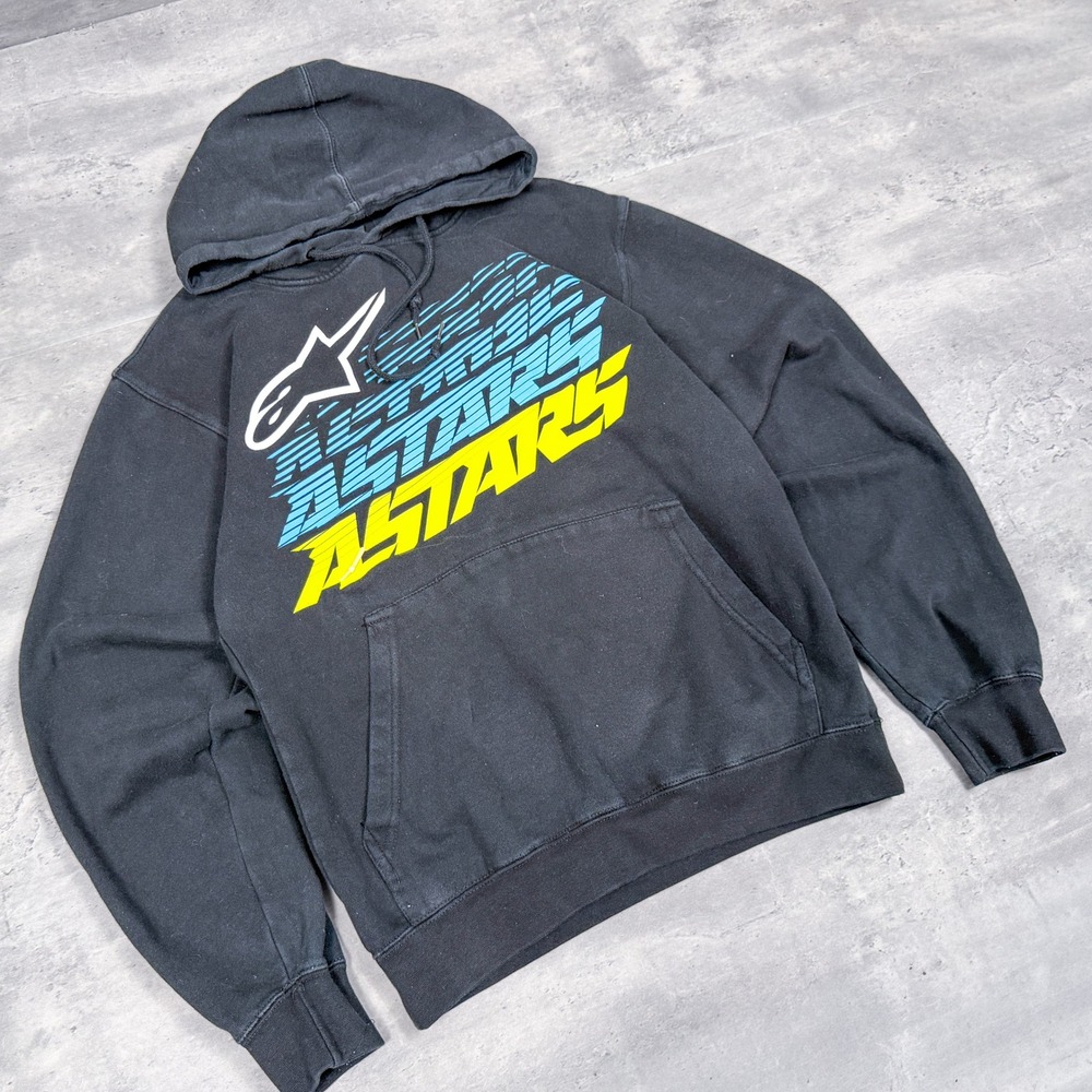 Vintage VTG Y2K 2000's 00's Alpinestars baggy Black Pull Over Hoodie
